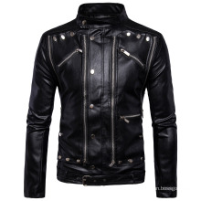 European Fashion Moto Veste En Cuir Faux Cuir Veste Hommes